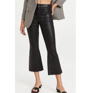 L'AGENCE Black Leather Flare Wide-Leg Jeans